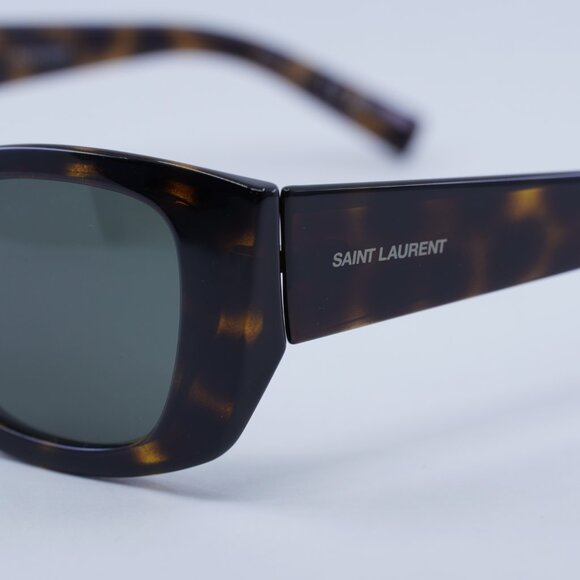 Saint Laurent SL593 002 Sunglasses Havana Cat Eye Frame, Grey Lenses - Picture 9 of 11